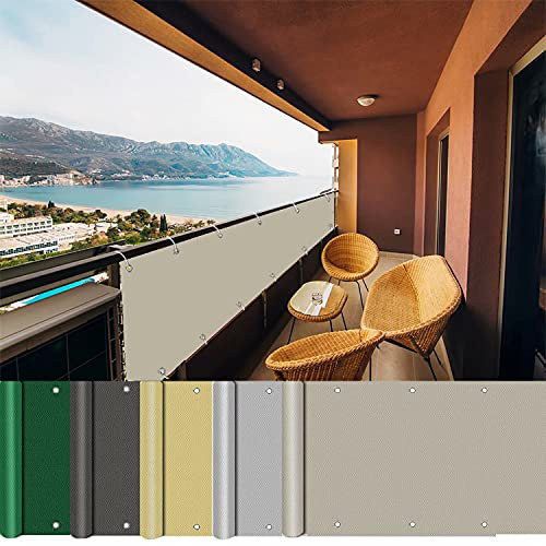 Outdoor Balkon 135x450cm Wetterbeständig Sonnenschutz für Balkon Fenster Taupe für Balkon Sichtschutz