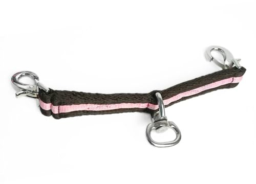 Longierbrille Pferd mit Karabiner - ideal für die Longe für gleichmäßiges Longieren, Gymnastizieren (Braun Rosa)
