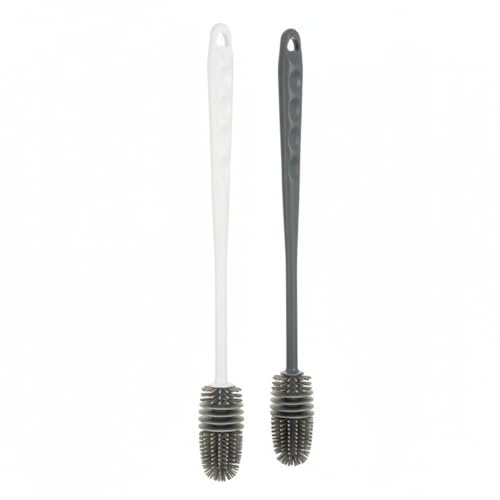 Silicone Bottle Brush Silicone Bottle Cleaning Brush 2-Pack Baby Bottles Extra-Long Gentle Non-Scratch Brush Heads for Blenders, Teacups & Coffee Machines