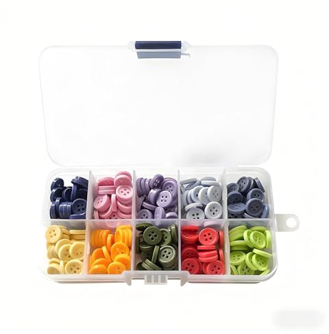 150 Stk Bunte Knöpfe, Runde Knöpfe mit Aufbewahrungsbox, Buttons Selber Machen, Kunststoff Knopf, Button, Bastelknöpfe für Nähen, DIY Handwerk, Scrapbooking und Dekorieren, 10mm (Farbmischung 1)