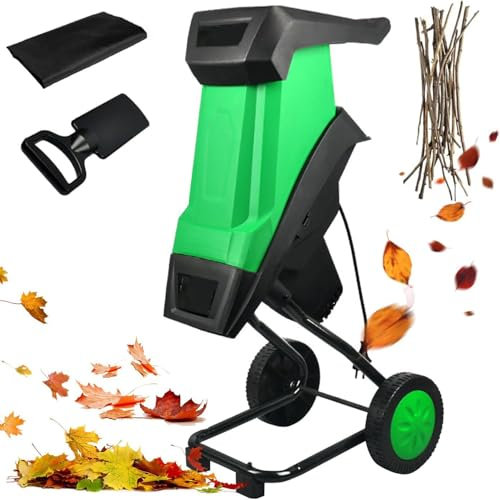 Electric Wood Chipper for Home Garden,2400w Mulching Machine with Circuit Breaker & Waterproof Switch,50l Collection Bag,for Efficient Garden and Backyard Cleanup,Chippers+30mWire