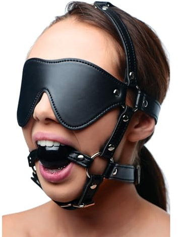SM Bondage Ballknebel Paar Kopfgeschirr Mundknebel 2-in-1-Knebel & Augenmaske im Set Verstellbare, atmungsaktive Sex-Stirnbänder Erotikspielzeug für Erwachsene Paar-Fetisch Erotisches Sexspielzeug