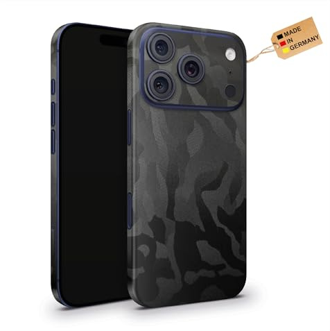 TF Skins Skins Compatible avec iPhone 17 Pro, Film de Protection de la Peau 360° Couverture Complète avec Logo Découpe (Shadow Black)
