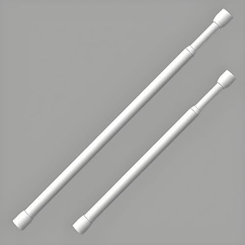 Generisch 60-245 cm Gardinenstange Ohne Bohren Weiß，Verstellbare Teleskopstange Zum Klemmen Ø 22 mm für Vorhänge, Duschvorhang& Garderobe Spannstange(0.6m)