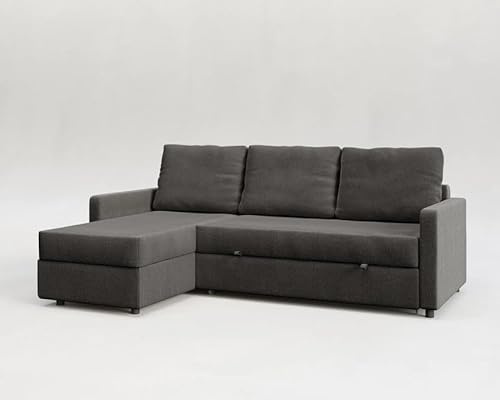 EMME HOME Sofá Cama Convertible de 3 plazas con Chaise Longue Moderno y arcón Integrado. Sofá para habitación o Sala. Sofá Cama Chaise Longue con Montaje y Retirada incluídos. Sofás Duo Gris