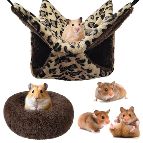 UJBVCX 2 Pezzi Amaca per Animali di Piccola Taglia a Doppio Strato, Morbida e Calda Letto per Porcellino d'India Accessori per Piccoli Animali da Appendere per Giocare e Dormire