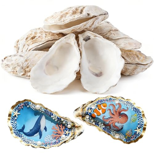 VMEECARL 20Pcs 6 Oyster Shells for Crafts Natural Large Oyster Shells for DIY Crafting Christmas Ornaments Decoupage Beach Decor Arts and Crafts Bulk Clam Shells Sea Shells