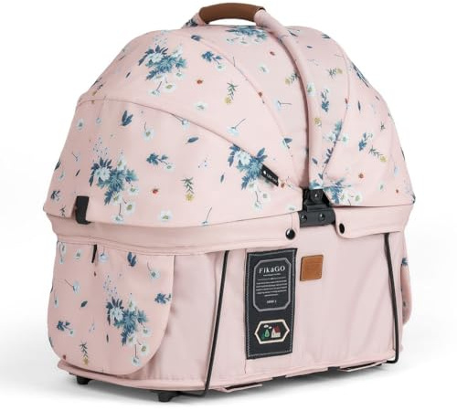 FIKAGO SWAY2 Haustiertragetasche für Hunde & Katzen – 2-in-1 Transporttasche & Buggy-Aufsatz – bis 9 kg – UPF 50+ (Arctic Flower)