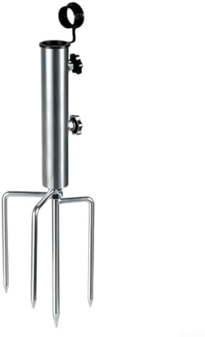 Pied de parasol avec piquet pour extérieur, herbe, sable et plage – Socle de parasol en métal, 25 cm, prise de terre amovible compatible avec les parasols standard