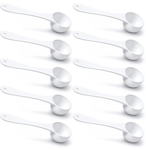 10 Pcs Plastic Measuring Spoons, PP 5g Scoop Yeast Spoon White Protein Scoop for Tea Sugar Milk Coffee and Baking