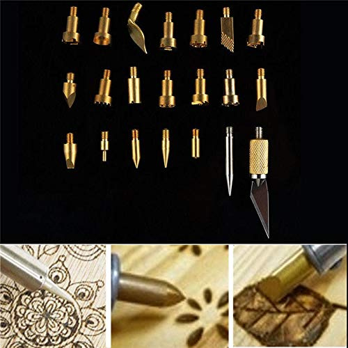 TYCIONG Holzbrennstift-Spitzen, 22 Stück, Premium-Messing-Brandmalerei, Schnitzeisen-Spitzen für Holzbearbeitung, Löten, Kunsthandwerk