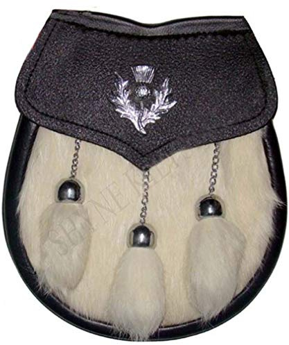 Kilt Sporran Cuir Chardon Crête 3 Franges Chrome Résultats pour Kilts