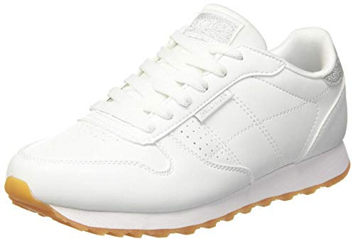 Skechers Women's Og 85 - Old School Cool-699 Low Top Sneakers, White Duraleather Silver Glitter Trim, 6 UK