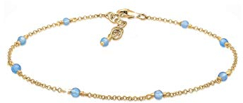 Elli Fußschmuck Damen Fußkettchen Strand Meer Kugel Blau in 925 Sterling Silber vergoldet