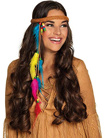 PARTY DISCOUNT Haarband Hippie mit bunten Federn