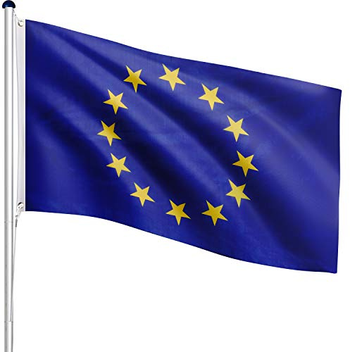 FLAGMASTER Teleskop Fahnenmast Aluminium 6,50m, 5-Fach höhenverstellbar, 30 Verschiedene Fahnen zur Wahl, Komplettset mit Bodenhülse