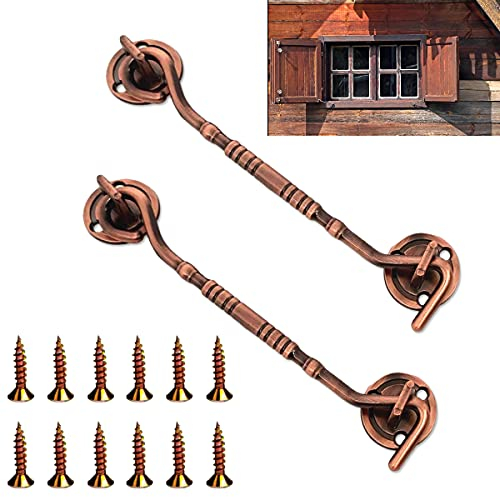 Kabinenhaken,2 Stücke Sturmhaken,Türhaken Tür Riegel,Fenster Fang Kabine Tür Tor Sperren mit 8 Stück Montage Schrauben