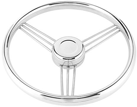 Tissting 13-1/2 Zoll Edelstahl Lenkrad, Neigungswinkel Beträgt 15°Bootslenkrad Steuerrad für Boot Schiff Yacht