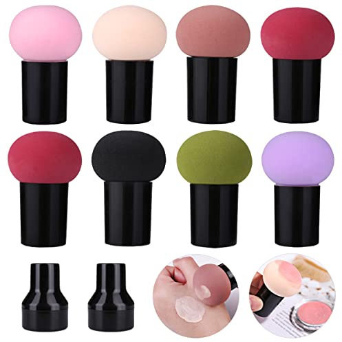 FERCAISH 8 Stück Pilz-Puderquaste, Make-up-Schwamm mit Griff, Puderquaste, Beauty-Werkzeug für Foundation, Concealer und Puder, nass und trocken, doppelter Verwendungszweck
