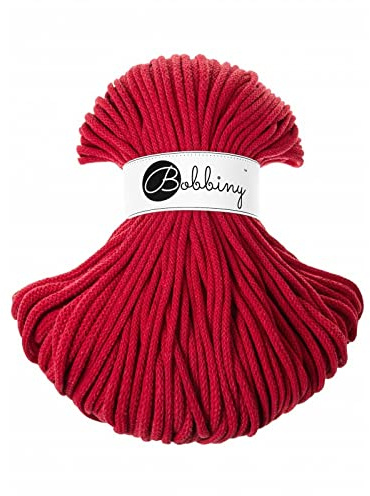 Bobbiny Premium Cords 5 mm - Rope-Garn 100 m 100% Baumwolle (Classic Red)
