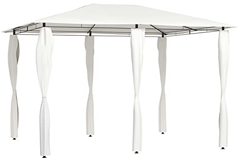 Kstyhome Pavillon mit Pfostenabdeckungen, Partyzelt, Gartenpavillon, Zeltgarage, Bierzelt, Weidezelt, Carport, Lagerzelt Winterfest, Garagenzelt, 3x4x2,6 m Creme 160 g/m²