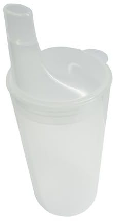 FabaCare Trinkbecher mit zwei Deckeln, Schnabeltasse, Becher für Senioren, Easy To Clean Spezialversiegelung, Transparent