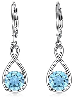 SEIYANG Unendlichkeit Ohrringe Silber 925 Hängend Creolen Baumeln Damen mit 5A Zirkonia Geburtsstein für Frauen Geburtstags Schmuck Geschenk für Sie