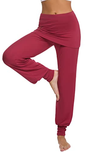 Terecey Pantaloni Yoga Donna Leggins Sportivi Alta Vita Harem Pantalone con Gonna Eleganti per Pilates Fitness Danza Palestra e Tempo Libero Pantalone Elasticizzati Jogging Comodi