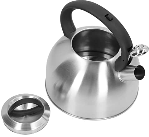 Bouilloire Sifflante en Acier Inoxydable, 3L, Chauffage Rapide, Poignée Isolée Anti-brûlure, Base Encapsulée, Signal Sonore, Pour Thé et Eau Chaude