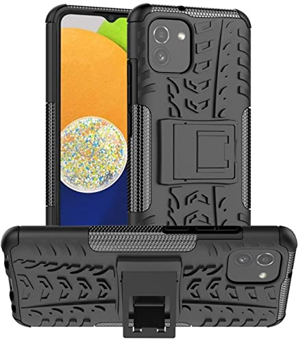 Verco Schutzhülle für Samsung Galaxy A03 Hülle, Armor Outdoor Handyhülle für Samsung A03 Case Panzer Hardcase [Cover geeignet für Baustelle], Schwarz