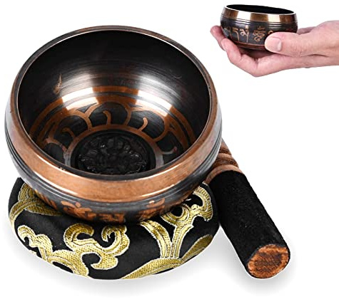 Vegena Tibetan Singing Bowls Meditation Set: Large Set of 3 Pcs with Bowl and Silk Cushion Mallet, Sound Healing for Meditation, Yoga, Chakra, Gifts