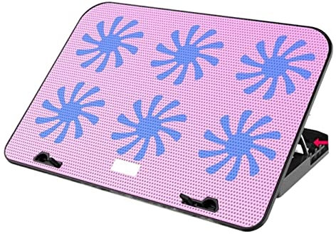 Base Refrigeradora Portatil Six Fan Gaming Laptop Cooler Notebook Laptop Cooling Pad 2 Puerto USB Notebook Stand Para Laptop Ventilador para Portatil Base Ventilador Portatil ( Blue : Pink , Size : 36