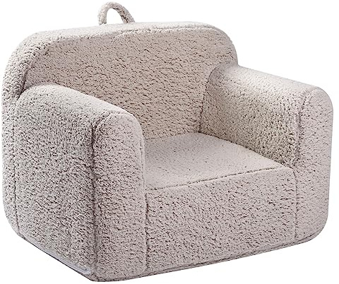 MOMCAYWEX Kids Snuggly-Soft Sherpa Chair, Cuddly Toddler Foam Chair for Boys and Girls, Light Grey