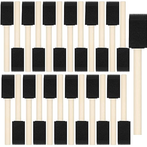 40-teiliges Schaumstoff-Pinsel-Set, 2,5 cm Schaumstoff-Pinsel, Holzgriff, Schaumstoff-Pinsel zum Malen, Schaumstoff-Pinsel zum Färben, Lackieren und Bastelprojekte