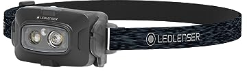 Ledlenser HF4R Core Rechargeable Head Torch LED 500lm, 5 Modes, Adjustable Focus, Up to 35hrs Runtime, Lightweight 72g, USB C, IP68 Waterproof, Headlamp for Hiking, Dog Walking, Running, Camping