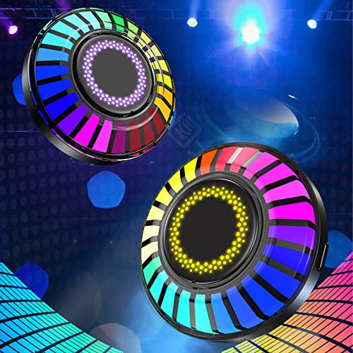 2 Luces LED para Interior de Coche, Lámpara de Atmósfera de Ritmo Musical Colorida RGB de 32 Bits, Luz Ambiental Aromática de Captación de Sonido DJ Magnética con Control de