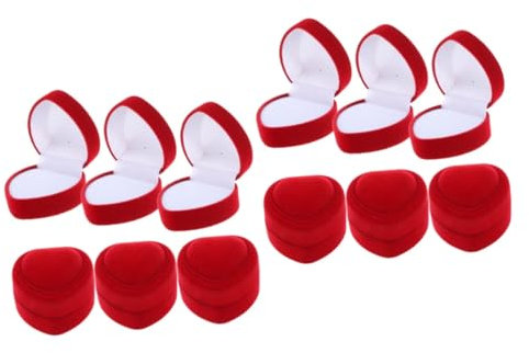 Cabilock 12 Stk Herz-schmuckkästchen Schmuckständer Schmucketui Etui Für Ehering Ringschachteln Für Die Hochzeitszeremonie Ringetuis Ringorganisator Braut Rot Flanell Geschenkbox Vorschlag