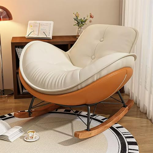 JIAOCKJIAO Breiter Schaukelstuhl mit Hoher Rückenlehne, Gepolsterter Schwingsessel, Moderner Bequemer Relaxstuhl, Halterung aus Kohlenstoffstahl, for Schlafzimmer, Wohnzimmer (Color : Orange)