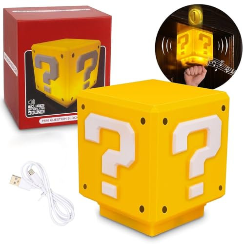 PASLFC 3D Icon Light Night Lights,Fragezeichen Block Lampe,Würfel Lampe mit Sound,3D Fragezeichen Lampen Würfel,3D Icon Fragezeichen Nachtlicht,Fragezeiche Lampen Geschenk,LED Nachtlicht