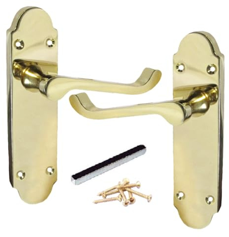 Betley Butterfly Epsom Door Handle Latch Victorian Scroll Lever - Brass for Home and Office Wooden Doors 170mm x 40 mm
