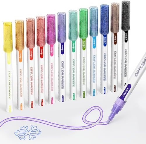JusArt 12 Farben Glitzerstifte Magische Stifte,Zauberstifte,Geschenke für Mädchen,outline stifte,mal sachen,basteln