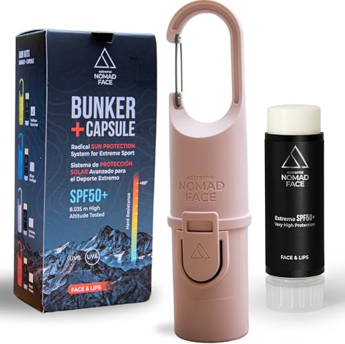 NOMAD FACE Protector Solar Facial 50+ en Barra - Stick Solar para Deporte Extremo SPF50+ Fórmula sin Agua [Pink Quartz]