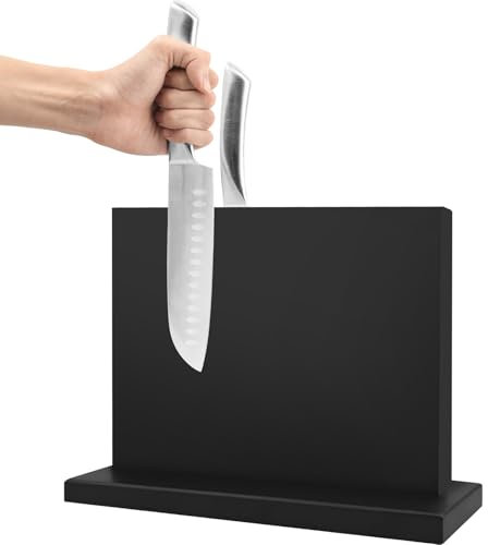 DAWNTREES Black Magnetic Knife Holder Double,Sided Magnetic Knife Block Universal Knife Display Stand for Kitchen Counter RV Kitchen Accessories