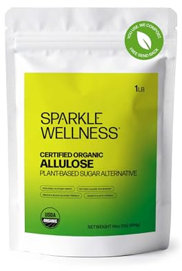 Sparkle Wellness Organic Allulose | A plant-based sugar alternative with zero glycemic impact | Keto-Friendly, Non-Glycemic, Plant-Based Sugar Substitute for Baking, Coffee, Cooking & Drinks