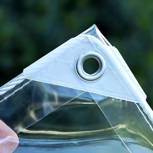 5.5x7.5 ft Clear Tarps with Grommets,Transparent Heavy Duty Waterproof Tarp Cover for Patio Enclosures Winter Protection for Plants Gardens Chicken Coops and Patios