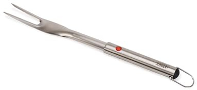 Joseph Joseph GrillOut Forchetta da Carne BBQ, Retrattile, Salvaspazio, Denti in Acciaio Inox, Facile da Pulire, Occhiello per Appendere