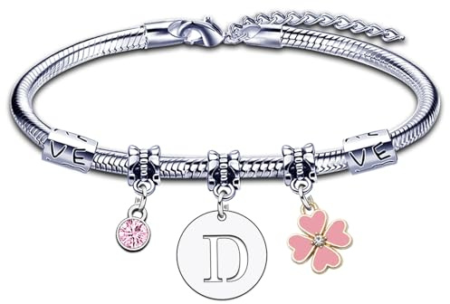 KJKJKJ A-Z 26 Anfangsbuchstabe Anhänger Armband Frauen Weihnachten Geschenk Personalisierung Ideen Geburtstagsgeschenk Armband, Tochter Schwestern Freunde Liebhaber Geburtstag Weihnachten Abschluss