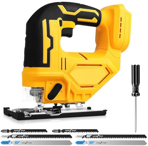 Seghetto alternativo elettrico senza fili per DEWALT, 400 W, 2900 giri/min, taglio smussato a 45°, 3 impostazioni orbitali con 6 lame di ricambio, per metallo, PVC, compensato PVC (per DeWalt)
