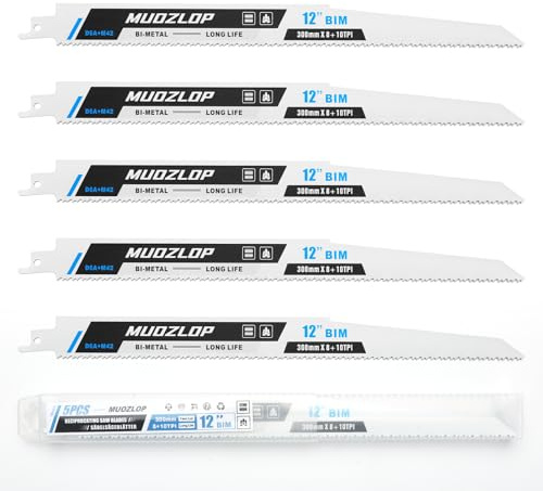 MUOZLOP Paquete de 5 hojas de sierra de sable de borde de 12 pulgadas, 8+10 TPI para sierra de sable de sable para madera y metal, 5, 8+10TPI 300 mm