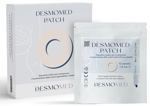 Desmomed - Patch Cerotto Circolare 10 pezzi | Cerotto circolare Post-Operatorio per Seno | Per cicatrici da Chirurgia Plastica o Ricostruttiva del Seno | Adesivo in Poliuretano flessibile | 7,5cm